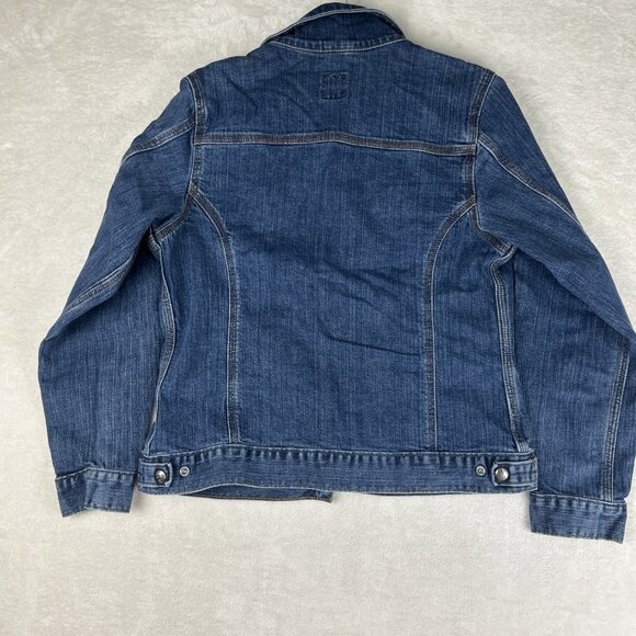 Carhartt For Women Denim Jean Jacket Size Medium Button Up Logo Blue - Picture 9 of 9